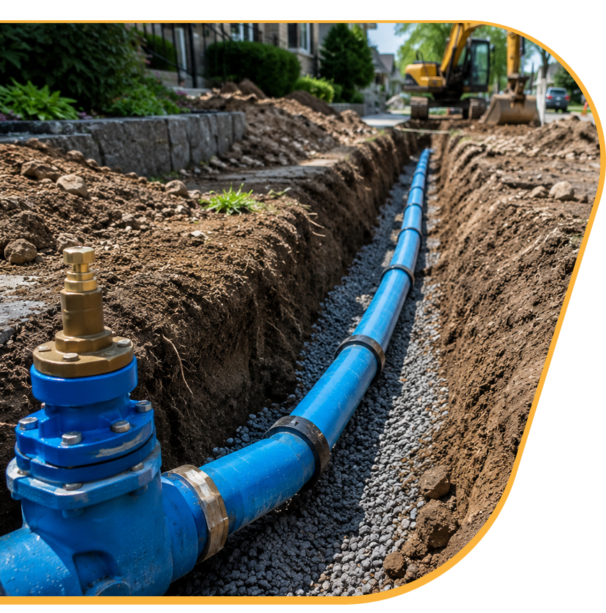 Installation de conduite d’aqueduc et raccordement au réseau d’alimentation en eau potable